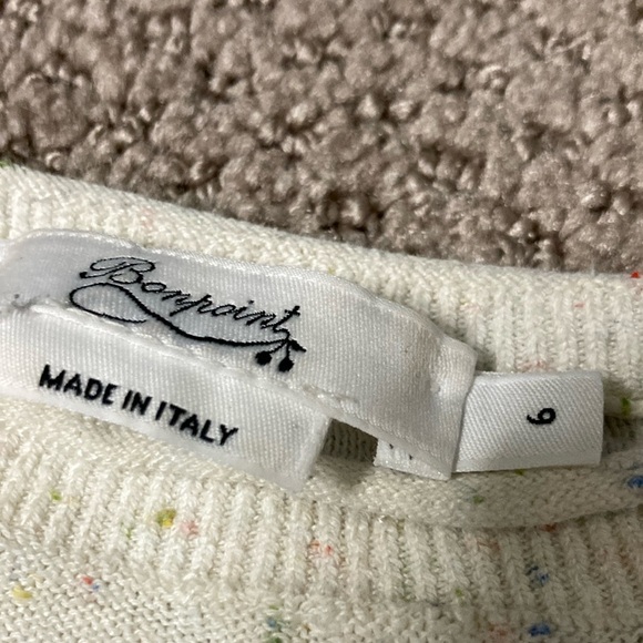 Bonpoint silk blend Cream Crewneck Sweater with Ribbed Cuffs - Picture 3 of 7